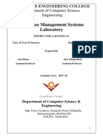 Data Base Management Systems Laboratory: Department of Computer Science Engineering
