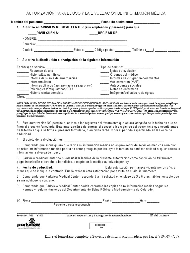 Marketing Spanish AUTHORIZATION FOR USE AND DISCLOSURE FORM PDF