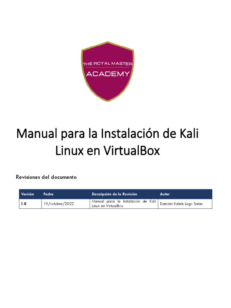 Manual para la instalaci n de kali linux en virtualbox pdf