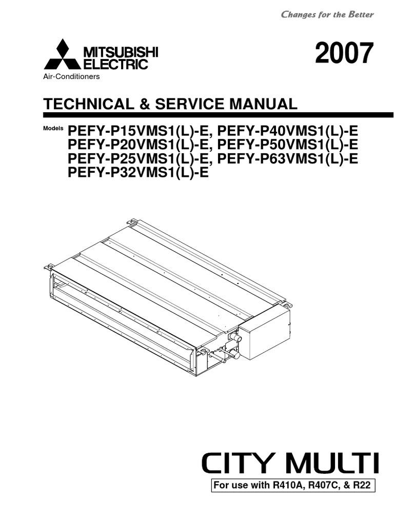 Mitsubishi PEFY Installation Manual | PDF | Leak | Refrigerator