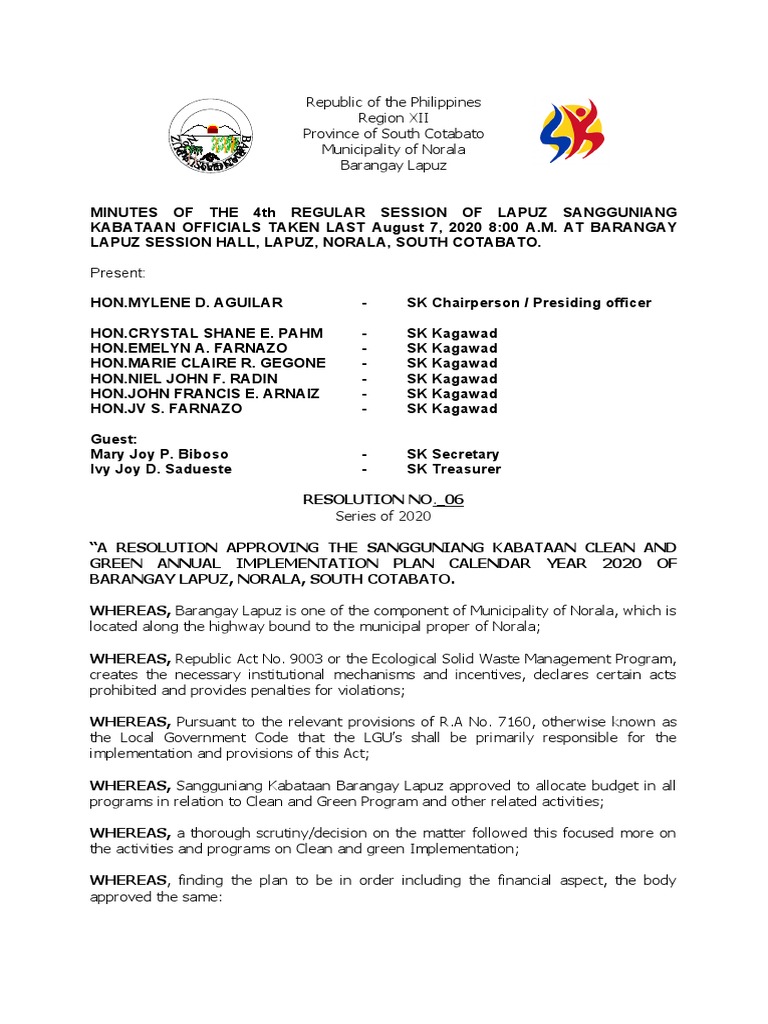 ReSO CLEAN AND GREEN 2020 SK PDF Justice Crime & Violence