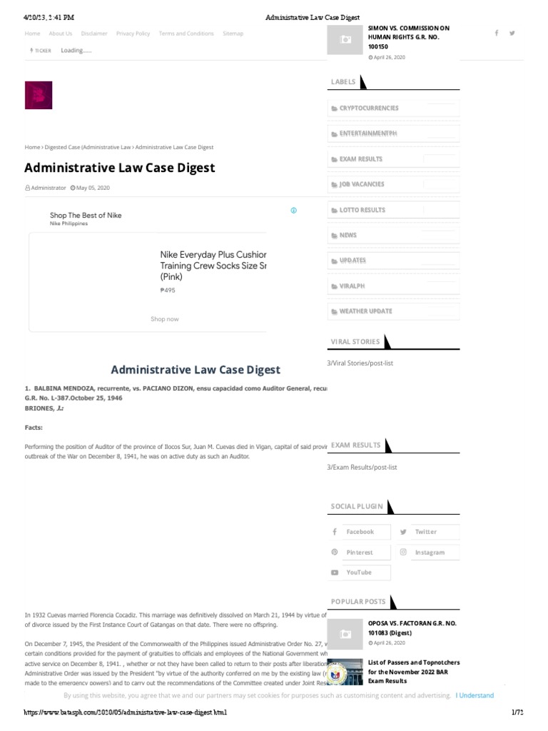 Administrative Law Case Digest | PDF | Lawsuit | Complaint