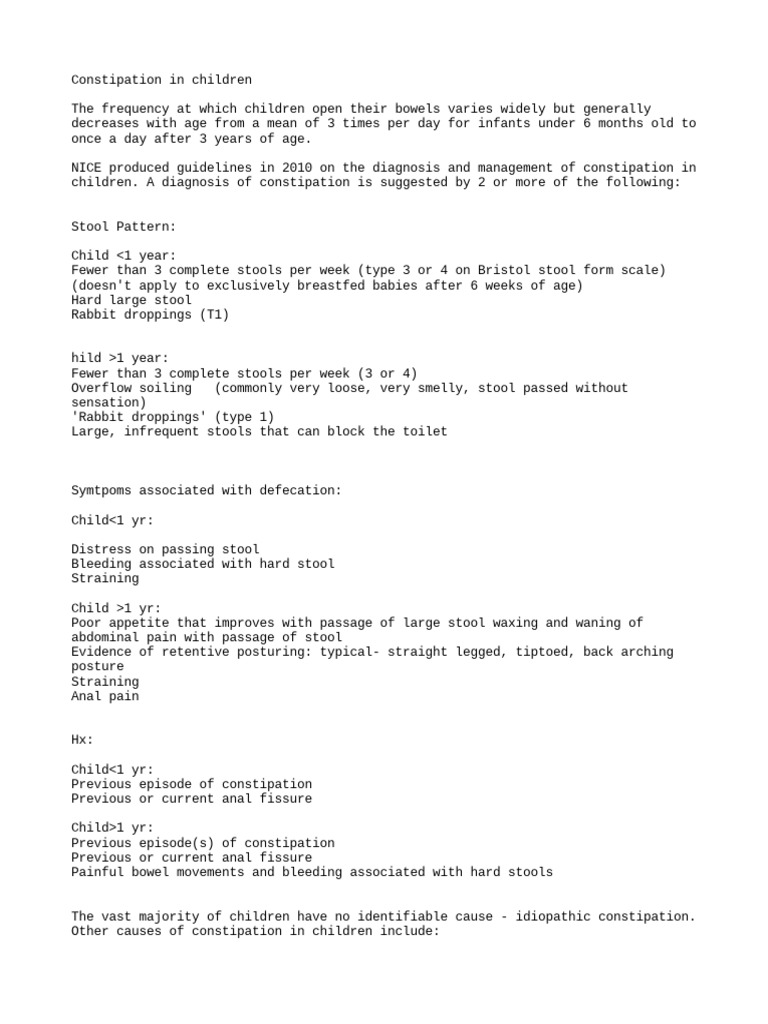 Peds GI PDF Constipation Human Feces