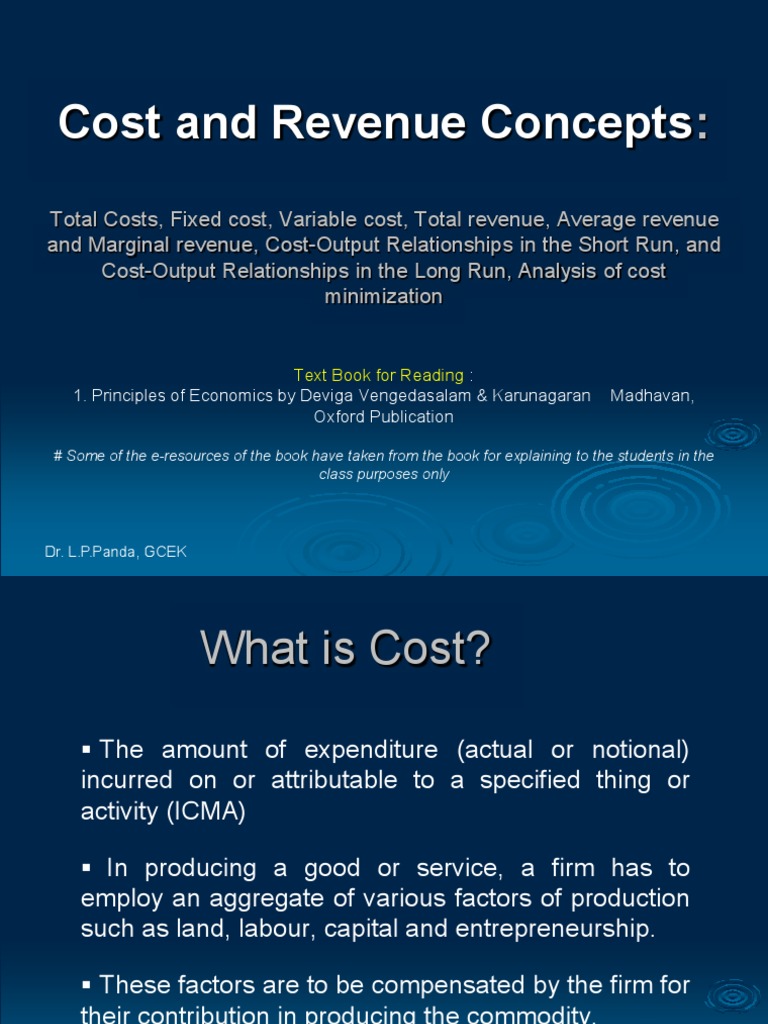 Cost and Revenue Lecture | PDF | Average Cost | Marginal Cost