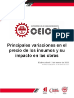 Principales Variaciones en El Precio de Los Insumos y Su Impacto en Las Obras