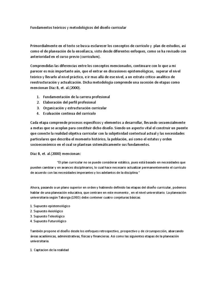 Fundamentos del Diseño Curricular | PDF | Plan de estudios | Planificación