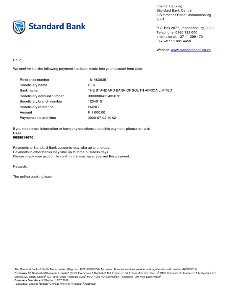 Standard Bank Loan Calculator