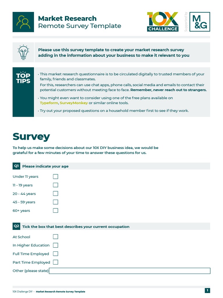 10X DIY Market Research Survey | PDF | Marketing Research | Business