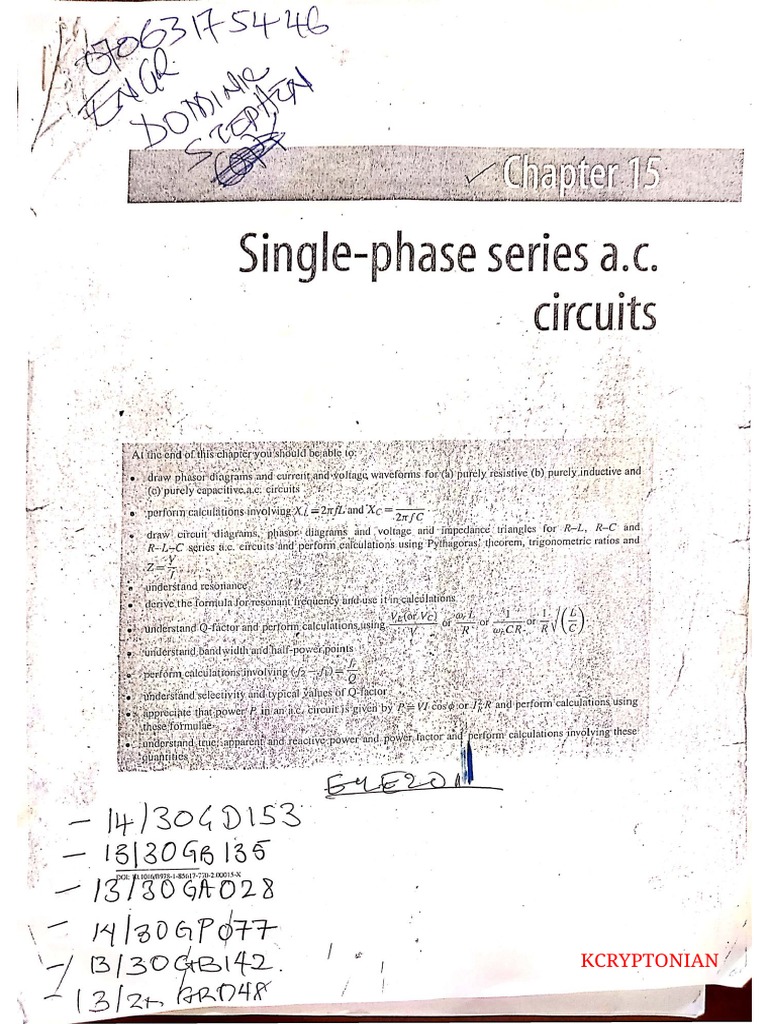 Single Phase Series AC Circuits PDF