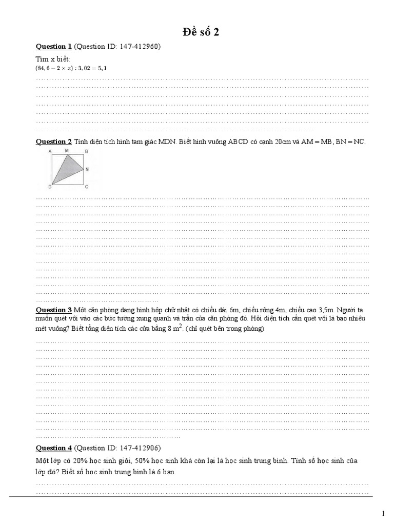 Quiz - 8870 - de So 2 On Thi Mon Toan Vao Lop 6 Truong Archimedes | PDF