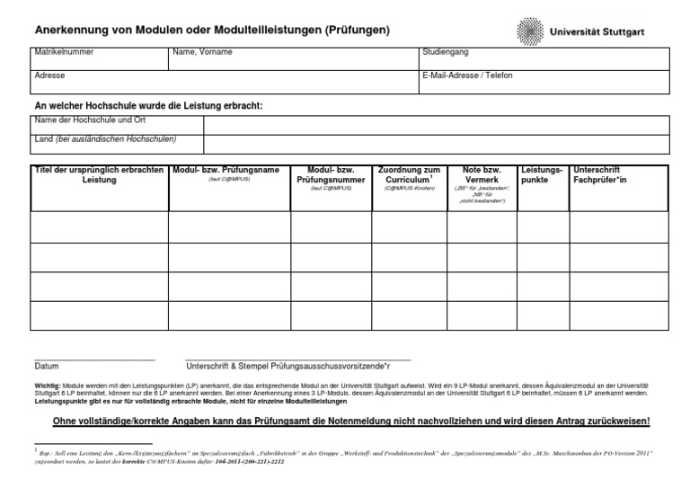 Anerkennung Von Modulen Oder Modulteilleistungen – NJCJS