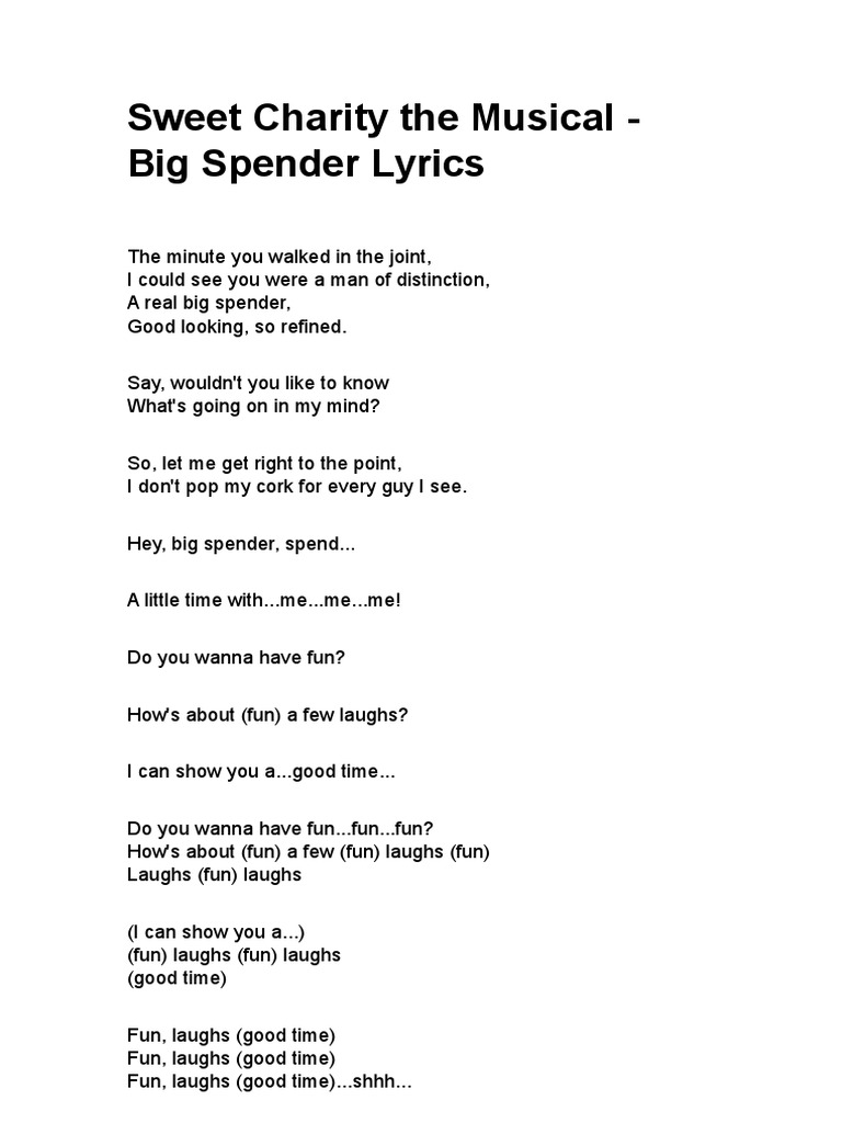 Big Spender Lyrics | PDF | Poetry