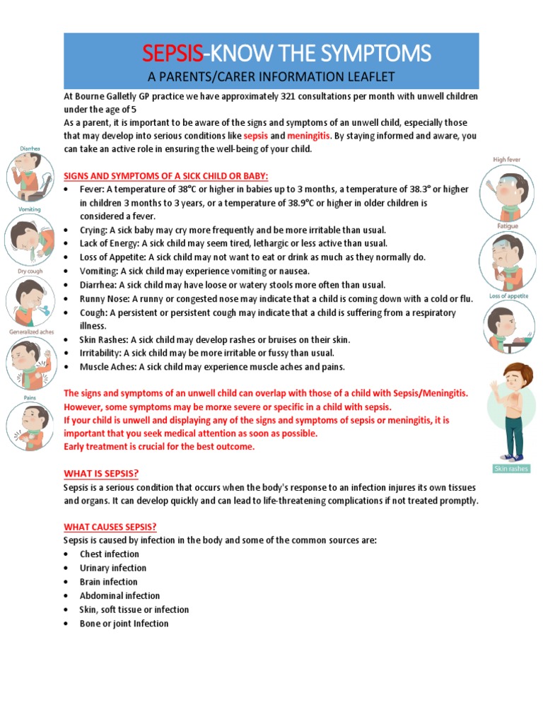 Sepsis Leaflet With Illustrations Pdf Meningitis Infection