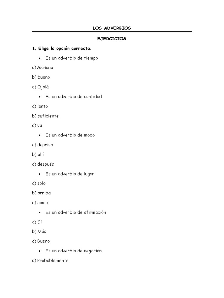 Los Adverbios | PDF
