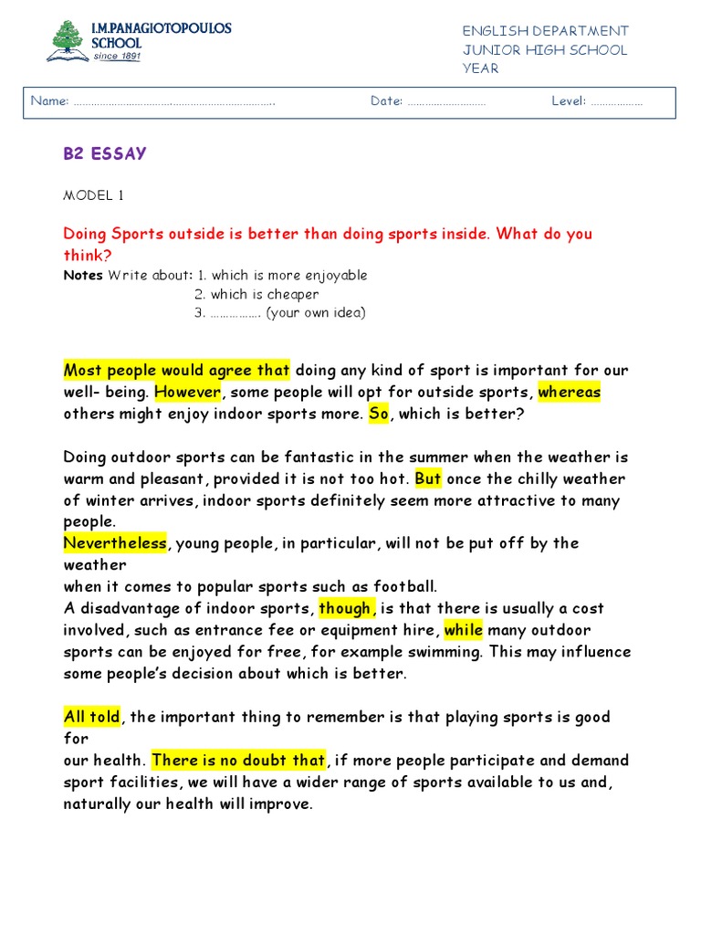 B2 Essay Writing Models and Tips | PDF | Meat | Cognition