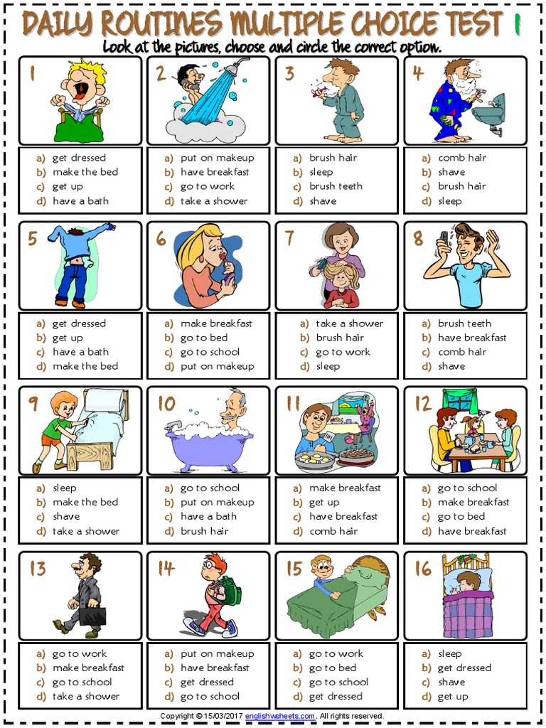 Daily Routines Test | PDF