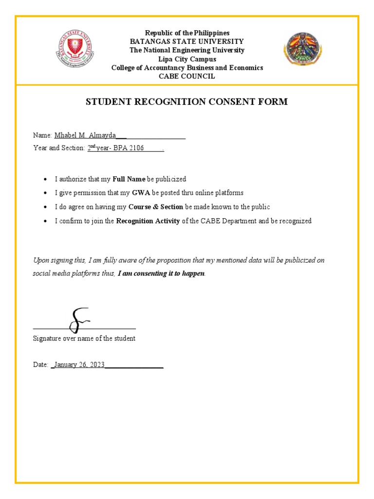 Student Recognition Consent Form | PDF