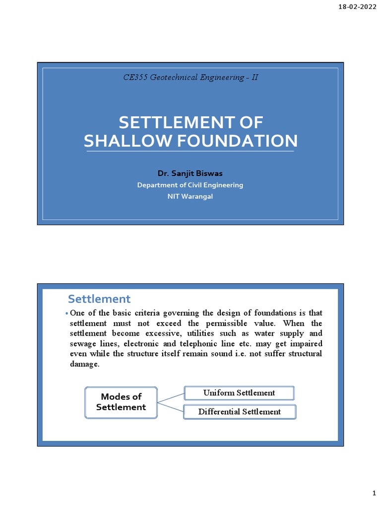 GTE-2 (CE355) - Settlement of Shallow Foundation | PDF | Materials ...