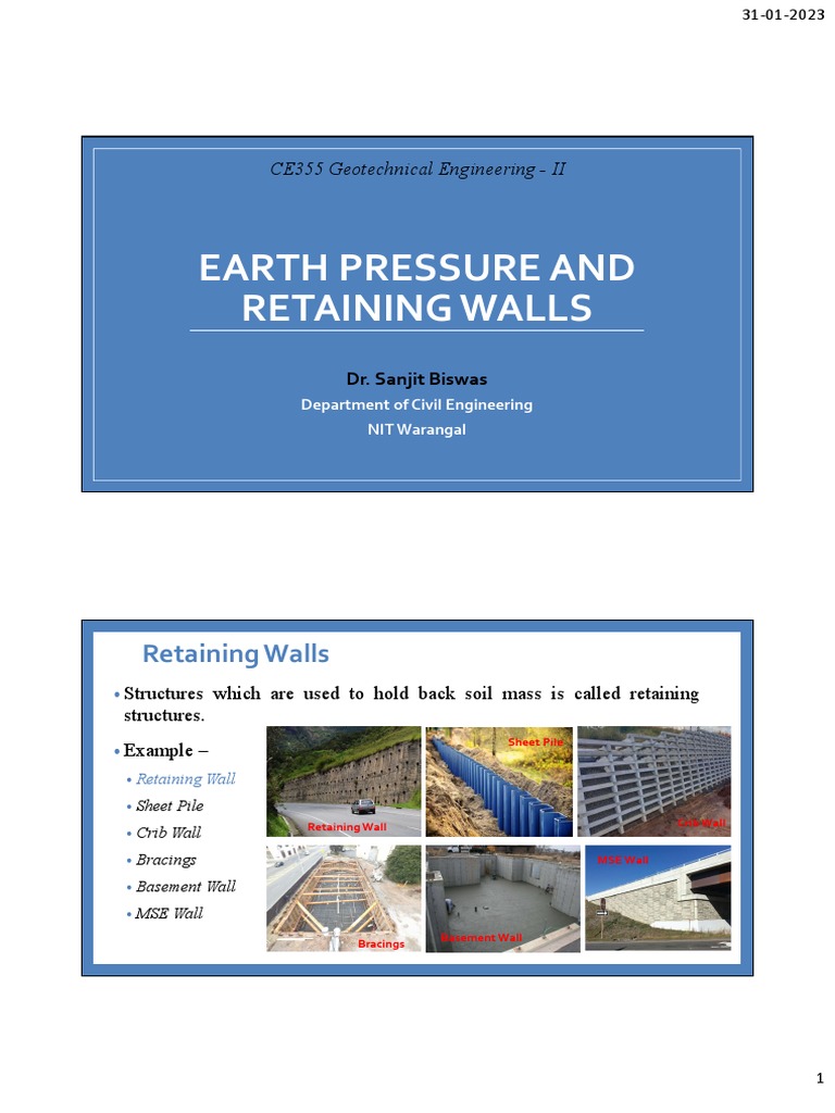 GTE-II (CE355) Earth Pressure and Retaining Walls | PDF