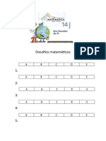 Desafios Matemáticos - Folha de Respostas