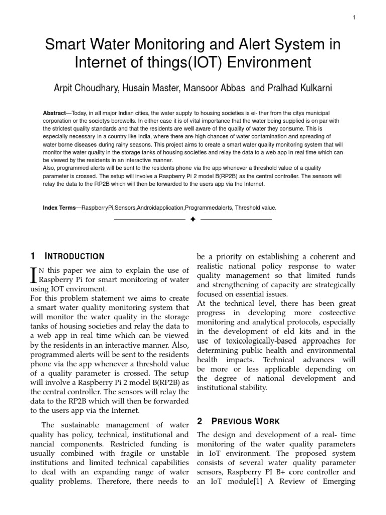 Smart Water Monitoring System | PDF