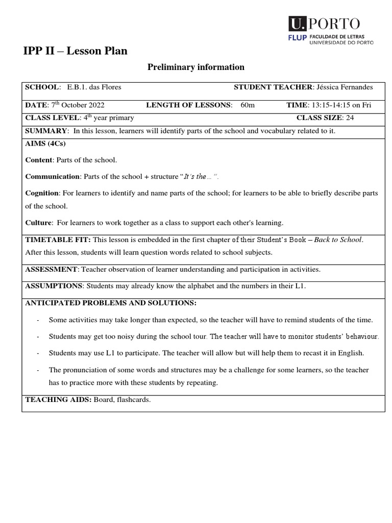 lesson-plan-parts-of-the-school-4-ano-pdf-learning-teachers