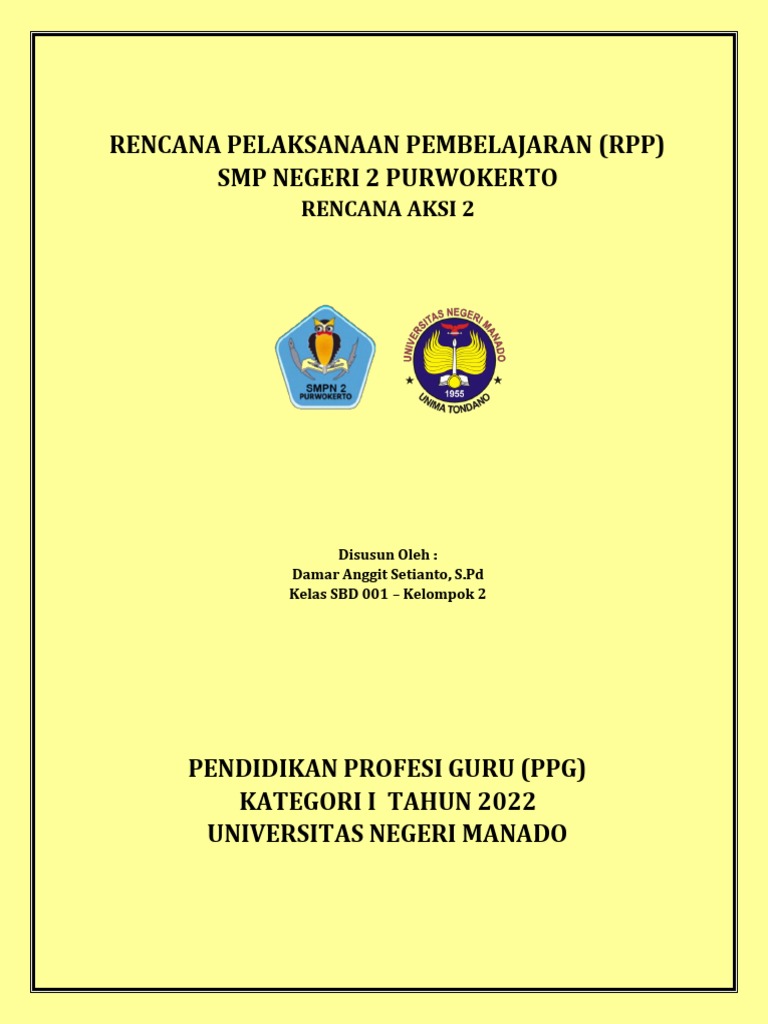 Rencana Pelaksanaan Pembelajaran (RPP) SMP Negeri 2 Purwokerto | PDF