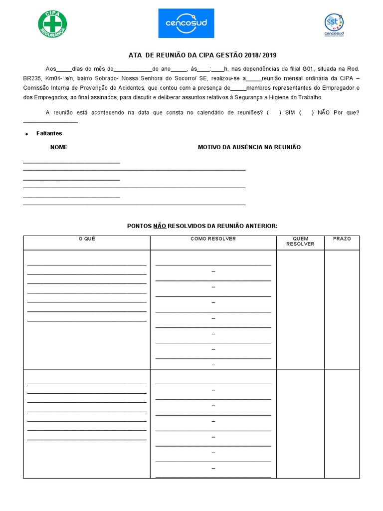 Modelo De Ata De Reuniao Word Editavel