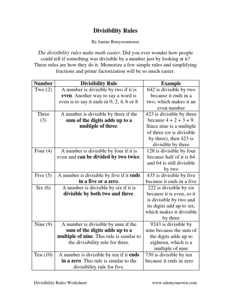 worksheet Divisibility Rules Worksheets 1509205386