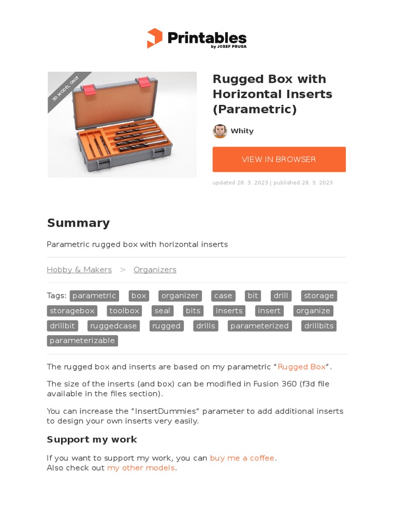 Rugged Box With Horizontal Inserts Parametric | PDF