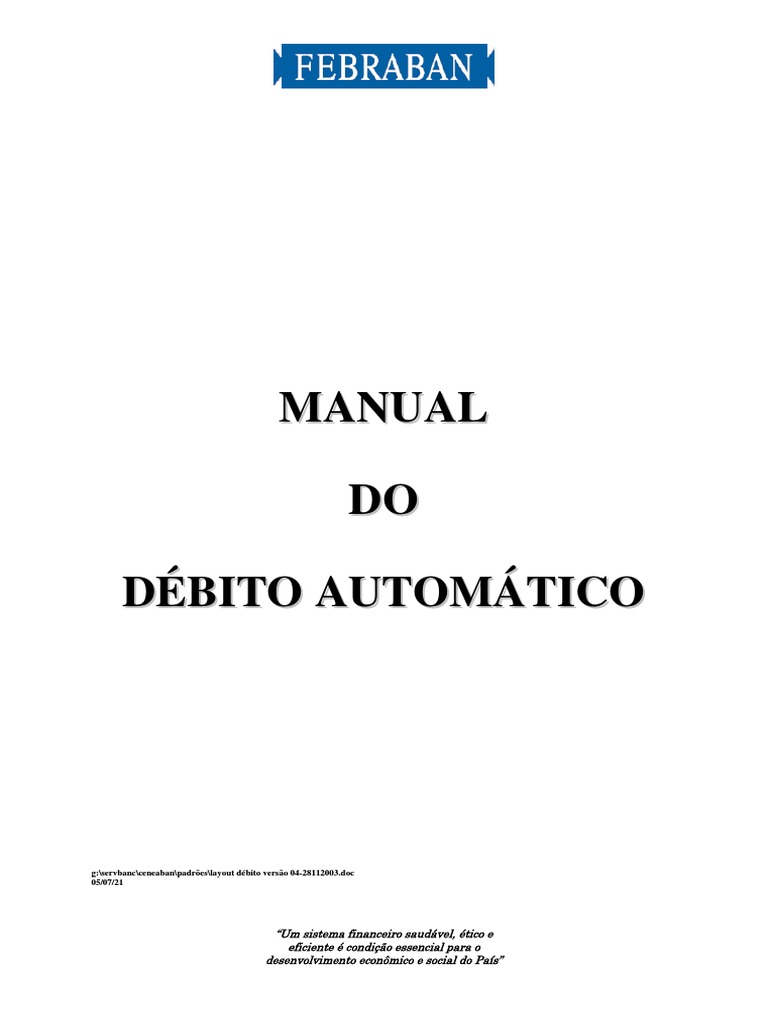 Manual de Débito Automático B3 | PDF | Economia | Conta de transação