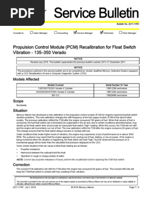 verado reflash for for float switch vibration