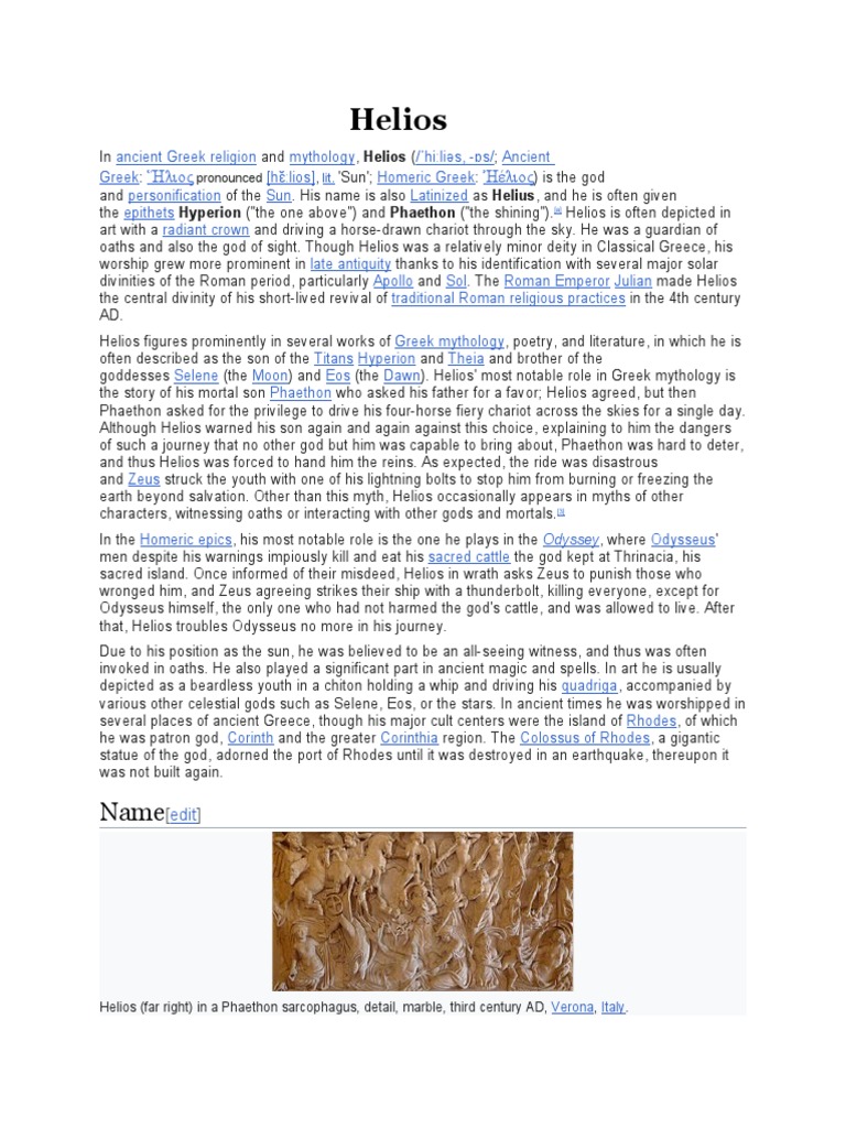 Helios: The Greek Sun God | PDF | Mythology