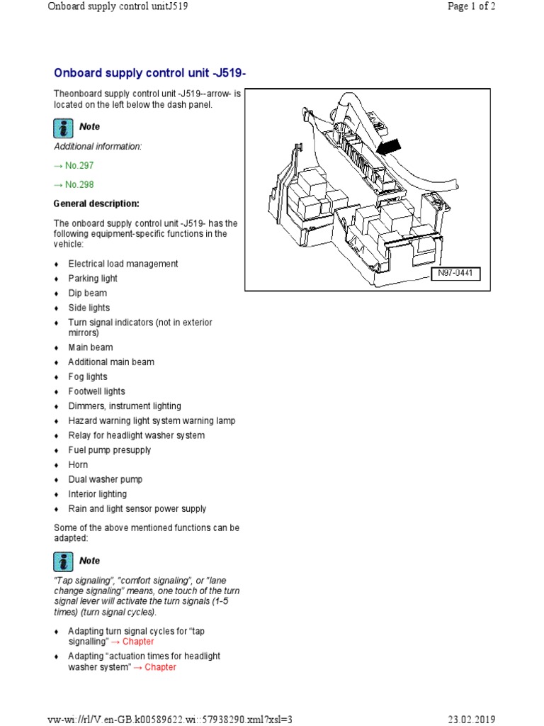 J519 Onboard Supply Control Unit Guide | PDF | Computers | Technology ...