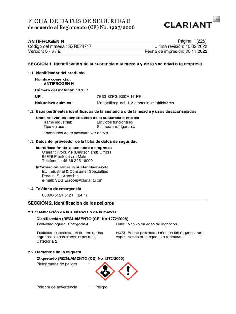 Antifrogen N | PDF | Ciencias fisicas | Química