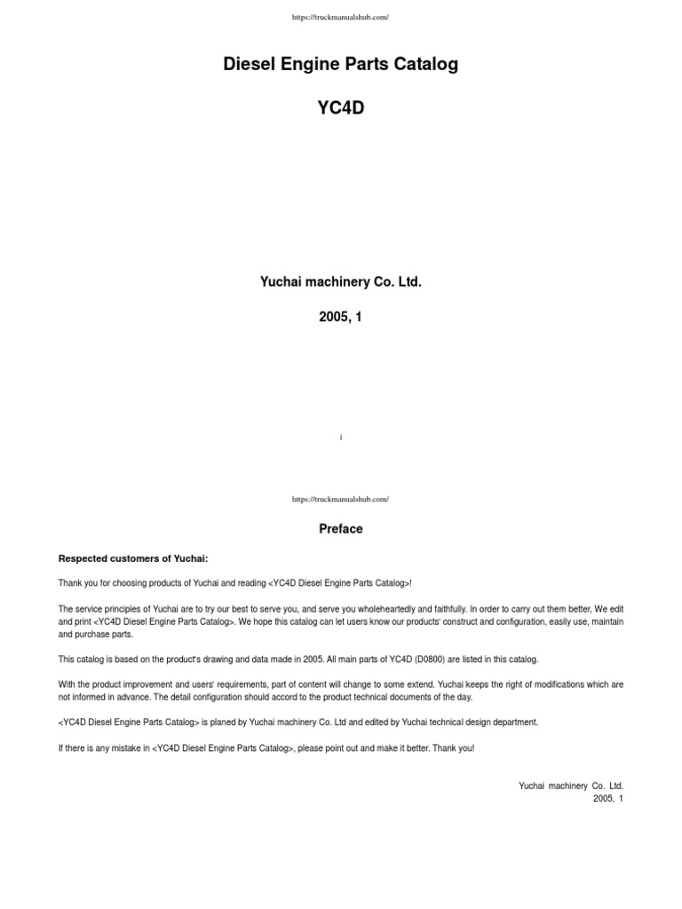 YC4D Diesel Engine Parts Catalog PDF