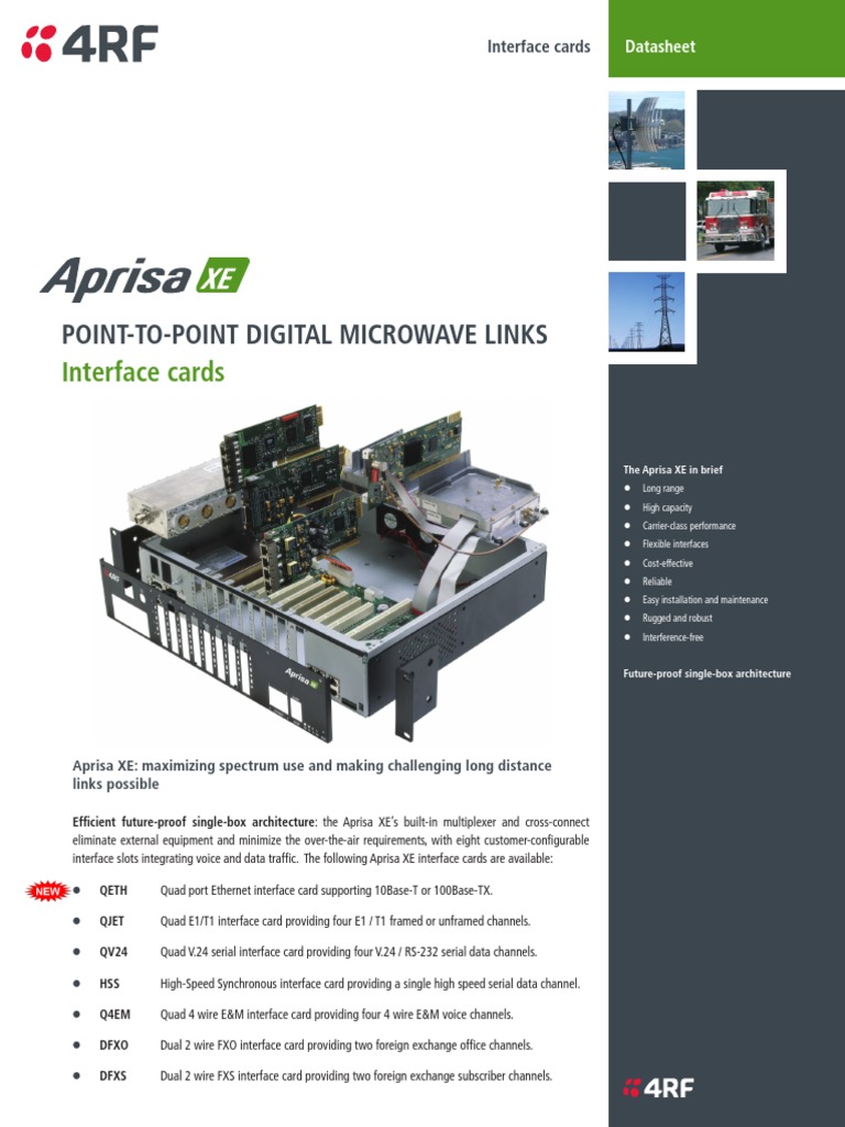 Aprisa XE Datasheet Interface Cards Letter PDF