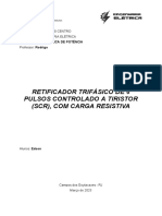 Retificador Trifásico de 6 Pulsos Controlado A Tiristor (SCR), Com Carga Resistiva