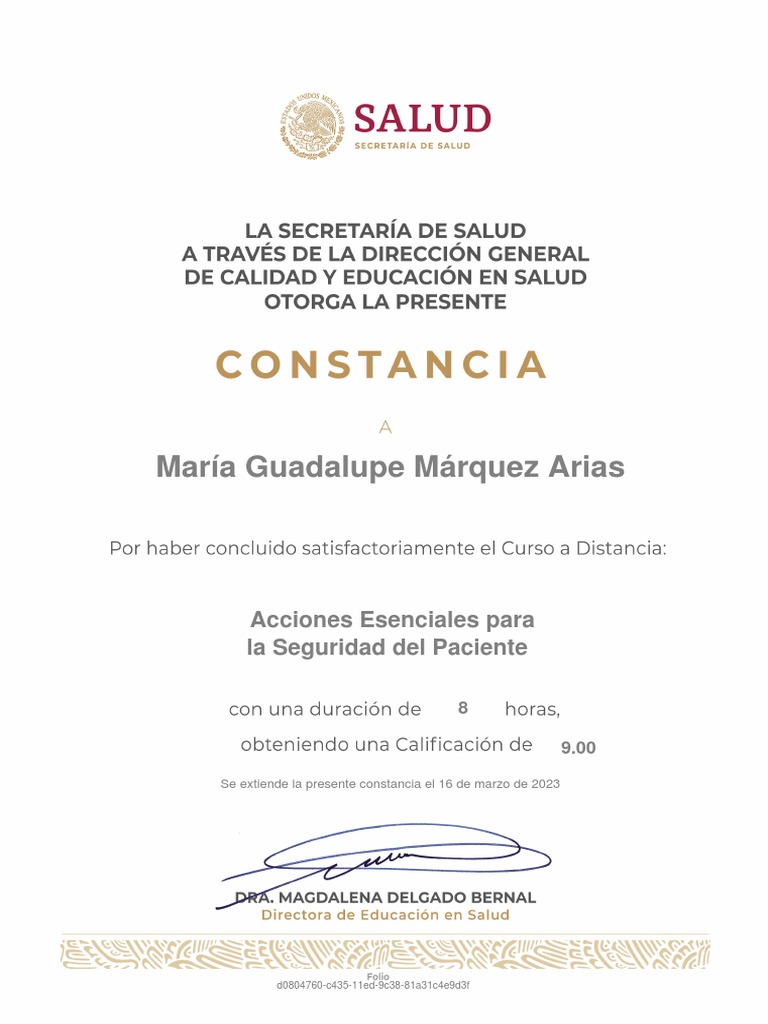 Curso de Seguridad del Paciente 2023 | PDF