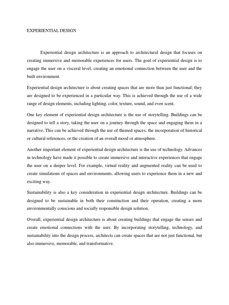 Immersive Experiential Design in Architecture | PDF