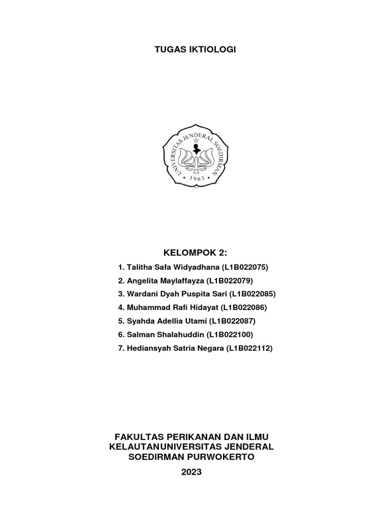 Tugas Iktiologi Kelompok 2 | PDF | Sains & Matematika