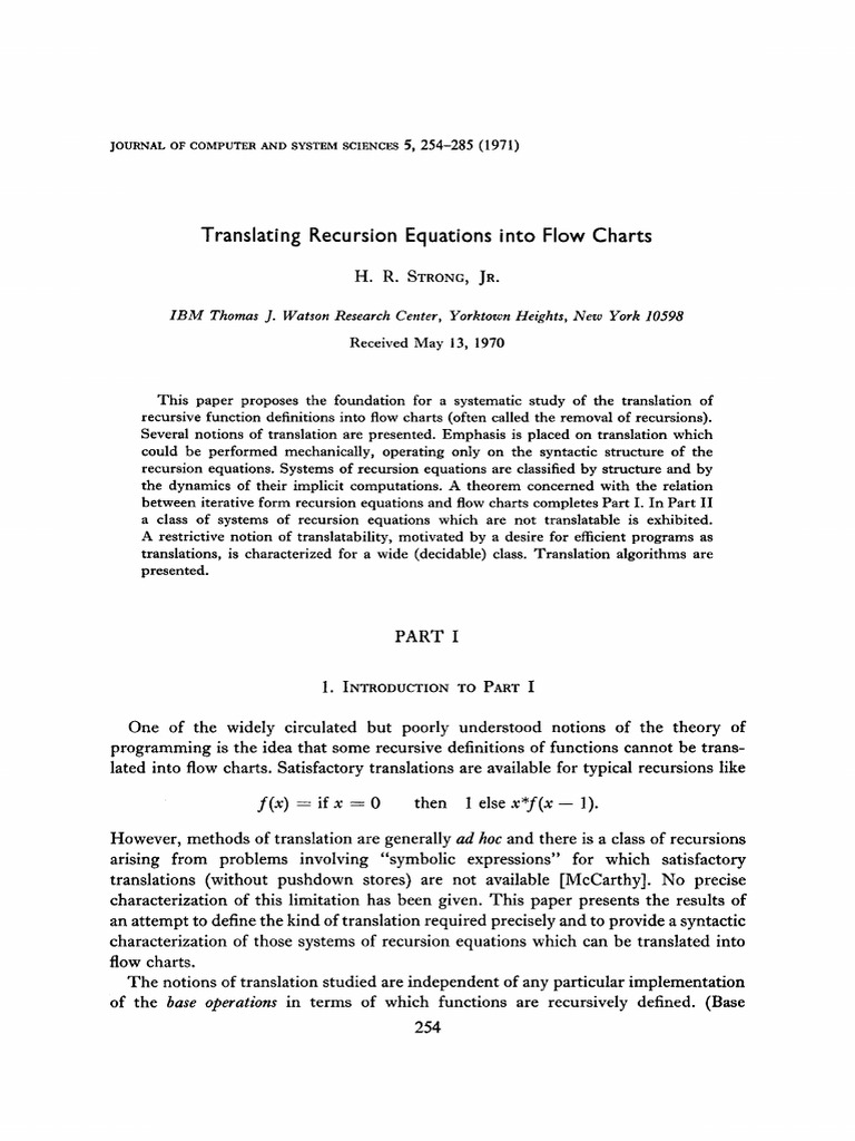 Translating Recursion Equations into Flow Charts: A Classification of ...