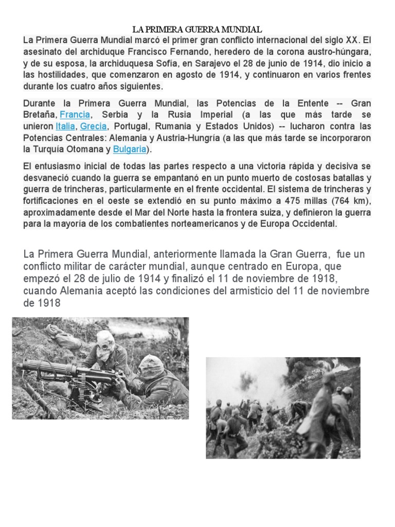 Causas y consecuencias de la Primera Guerra Mundial | PDF | Viajes y ...