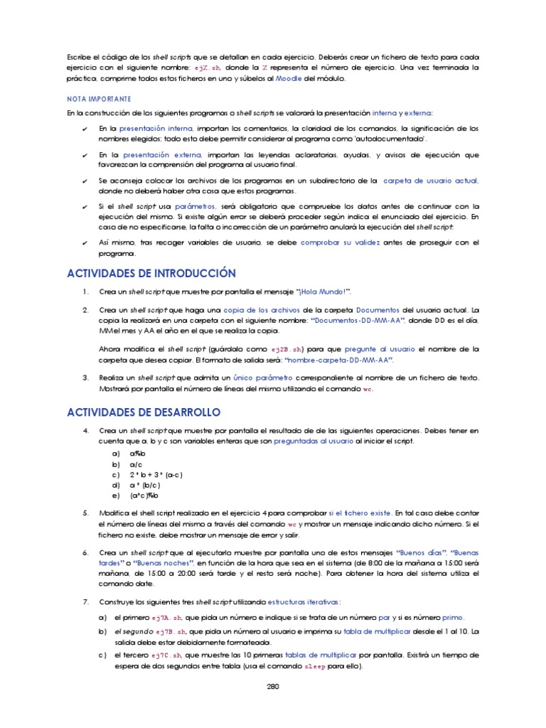 Shell Scripts: Ejercicios y Prácticas | PDF