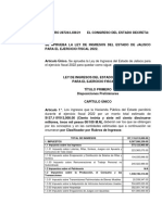 Ley de Ingresos Del Estado de Jalisco para El Ejercicio Fiscal 2022