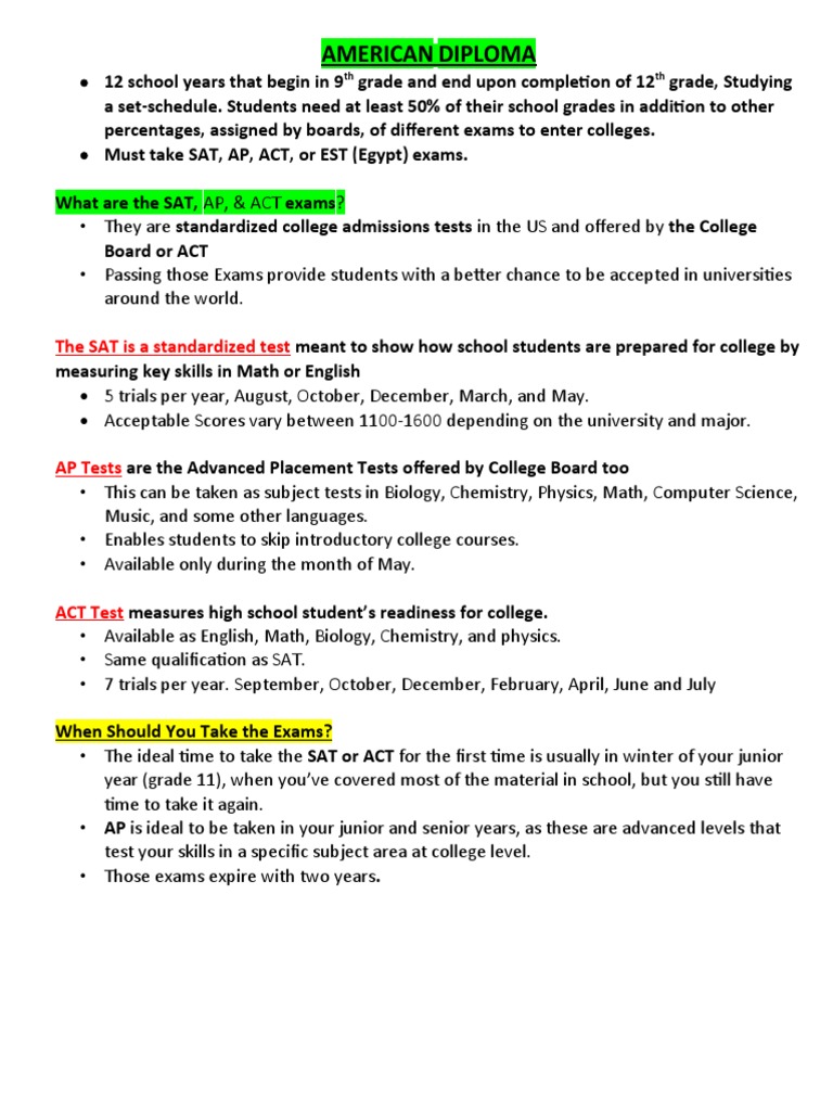 American Diploma: The SAT Is A Standardized Test | PDF