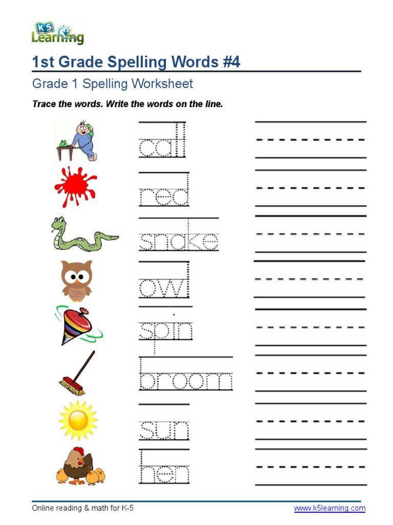Grade 1 Trace Write Words 4 | PDF