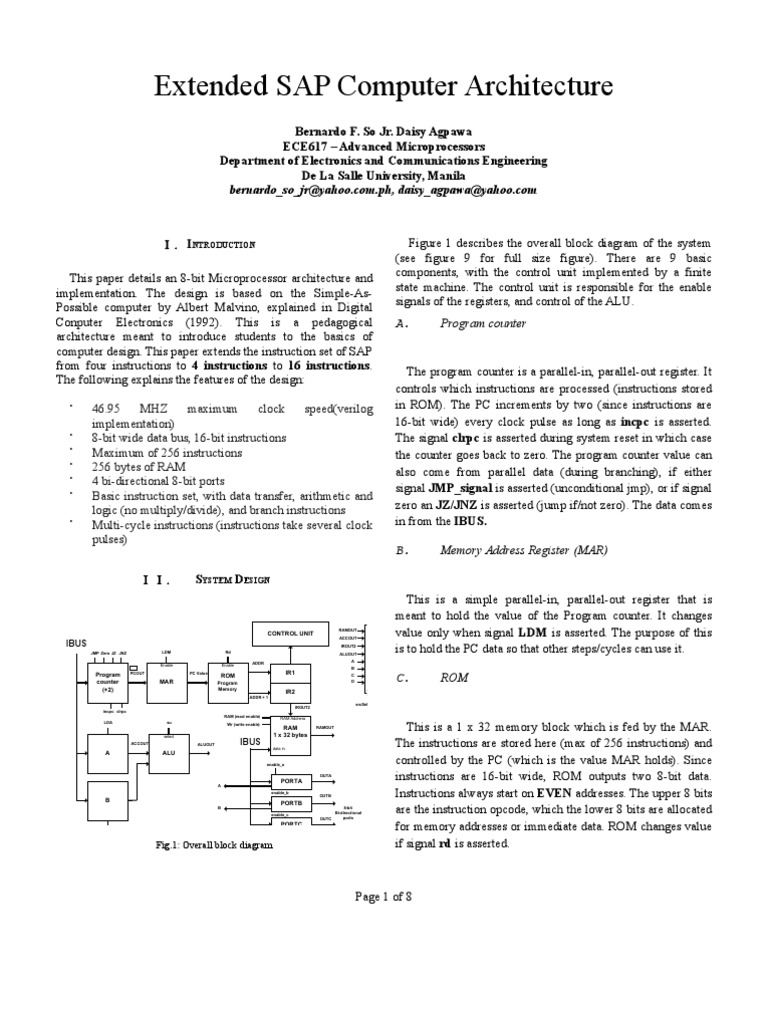 Extended SAP Microprocessor Design | PDF | Instruction Set | Random ...