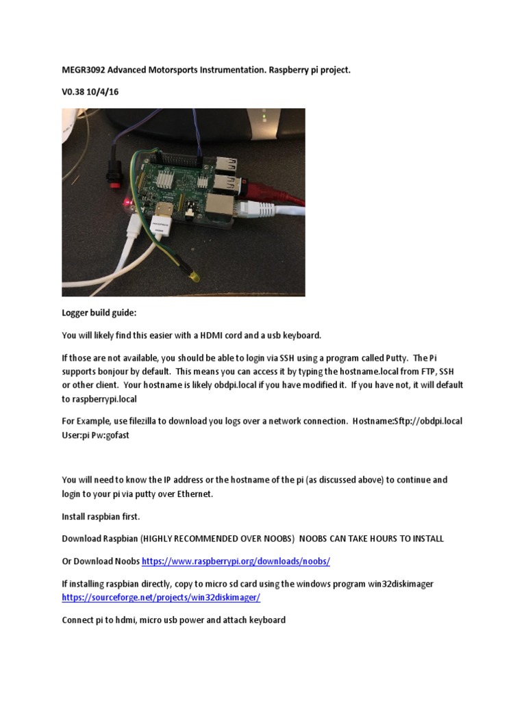 Raspberry Pi OBD-II Logger Guide | PDF | System Software | Computing