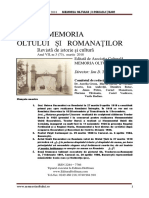 Memoria Oltului Şi Romanaţilor: Revistă de Istorie Şi Cultură